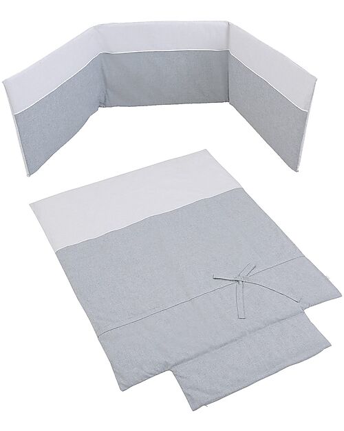 Micuna 3 Sheets Kit for 140x70cm Bed - Nature Grey - 100% Cotton Bed Sheets and Pillow Cases