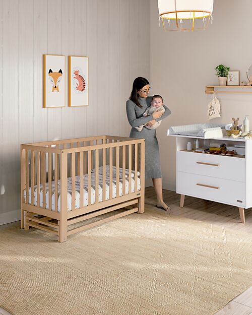 Micuna Annie Balance Rocking Cot 120x60cm Natural FSC Beech Wood unisex bambini