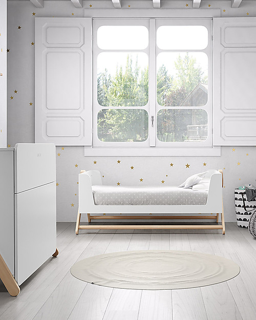 Micuna Beech Wood Big Swing Cot, White - Convertible into Sofa! Cots and Cotbeds