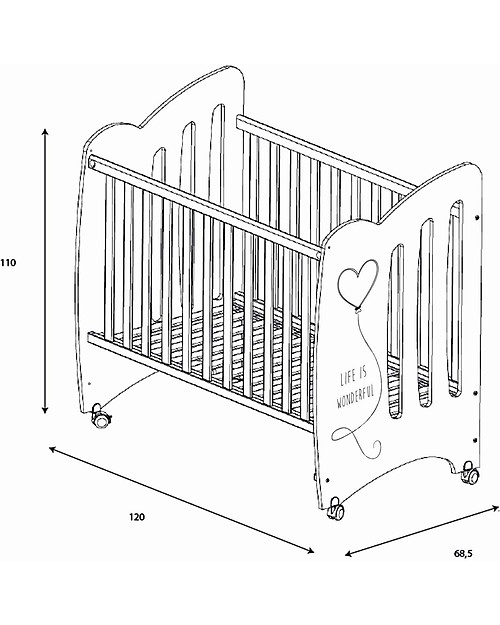 Micuna Beech Wood Cot Wonderful, White/Pink - Can be turned into a twin cot! Cribs & Moses Baskets