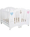 Micuna Beech Wood Cot Wonderful, White/Pink - Can be turned into a twin cot! Cribs & Moses Baskets