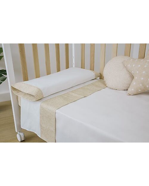 Micuna Duvet and Bumper Kit for Cot 120x60 - Galaxy Beige - 100% Cotton Bed Sheets and Pillow Cases