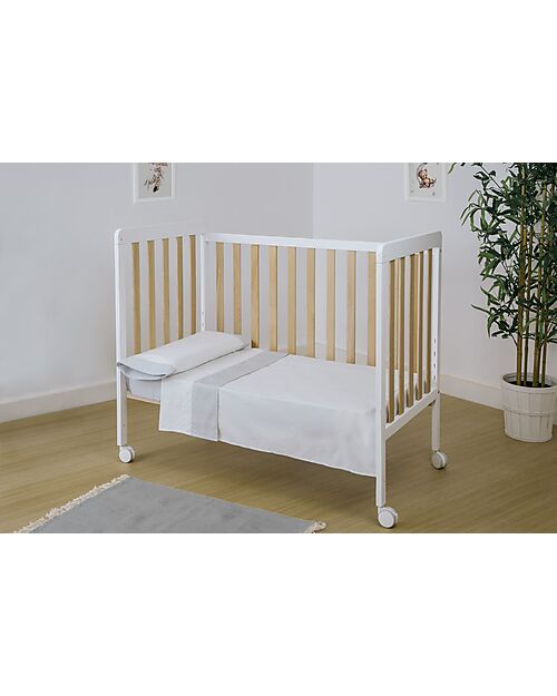 Micuna Duvet and Bumper Kit for Cot 120x60 - Galaxy Grey - 100% Cotton Bed Sheets and Pillow Cases