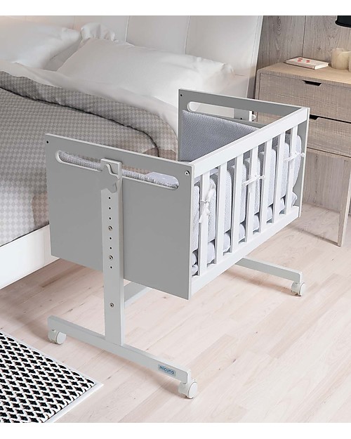 Micuna Mini-Cradle and Next to Me You&Me, Grey - It becomes Desk or Sofa Next To Me Cribs