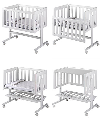 Micuna Next to Me Cododo 2-in-1 White Cot + White Set of bumpers and bed sheets Next To Me Cribs
