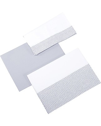 Micuna Set: Bottom Sheet, Top Sheet and Pillow Cover for You&Me Cradle, Grey Bed Sheets