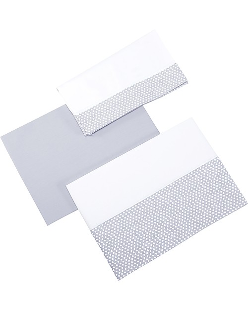 Micuna Set: Bottom Sheet, Top Sheet and Pillow Cover for You&Me Cradle, Grey Cradle Bed Linen