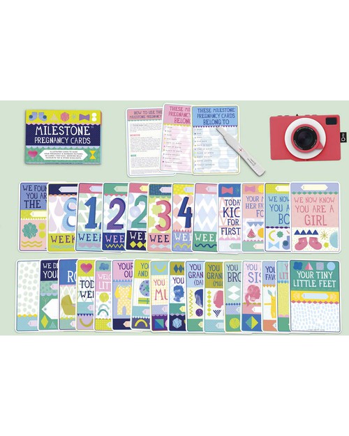 Milestone Baby Cards MILESTONE™ Pregnancy Cards - Box set of 30 cards - TEXT IN ENGLISH - The ideal present for the expecting mum! Baby's First Albums