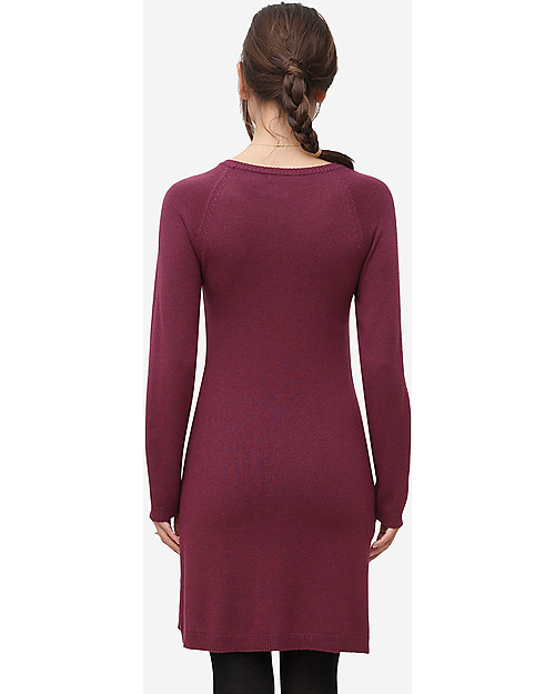Milker Lis, Maternity and Nursing Dress, Burgundy - Wool Blend Dresses_