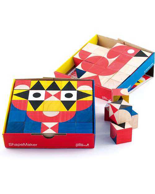 Miller Goodman Shape Maker: 25 Hand Printed Wooden Blocks for stimulating creativity Wooden Blocks and Construction Sets