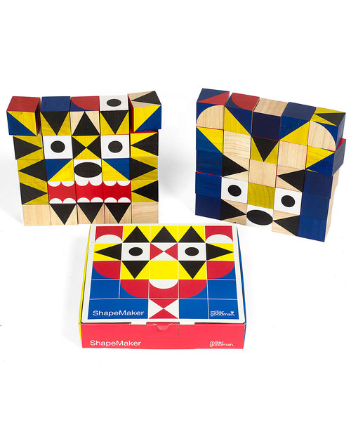Miller Goodman Shape Maker: 25 Hand Printed Wooden Blocks for stimulating creativity Wooden Blocks and Construction Sets