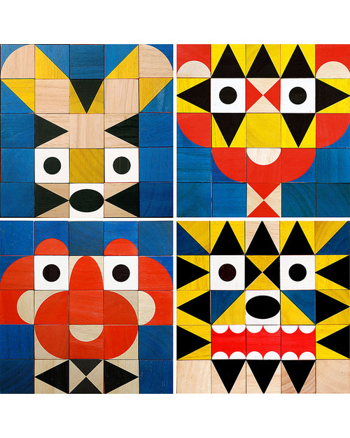 Miller Goodman Shape Maker: 25 Hand Printed Wooden Blocks for stimulating creativity Wooden Blocks and Construction Sets