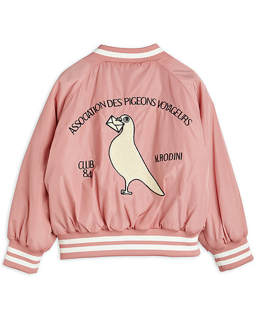 Mini Rodini Baseball Jacket Pigeons Pink 100% Recycled
