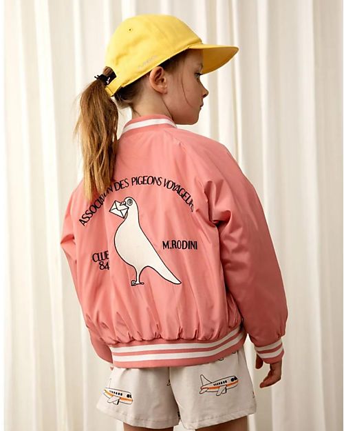 アウター Mini Rodini Strawberries Baseball Jacket Strawberries AOP Woven Baseball Jacket | Mini Rodini Coats