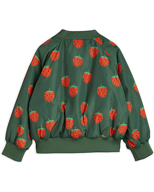 Mini Rodini Baseball Jacket - Strawberries - Green - 100% Recycled Fabric! Jackets