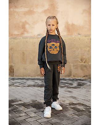 Mini Rodini Basic Sweatpants - Cat - Grey - 100% Organic Cotton Trousers