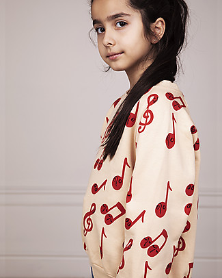 Mini Rodini Beige Notes Sweatshirt - 100% Organic Cotton Long Sleeves Tops