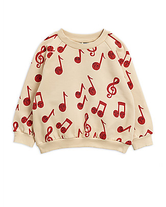 Mini Rodini Beige Notes Sweatshirt - 100% Organic Cotton Long Sleeves Tops