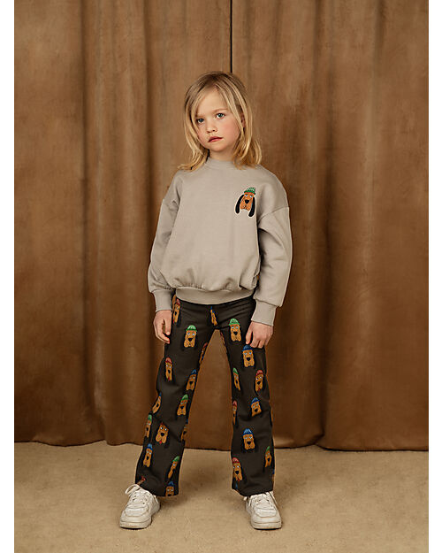 Mini Rodini Bloodhound Flared trousers - Grey - 100% Organic Cotton GOTS Trousers