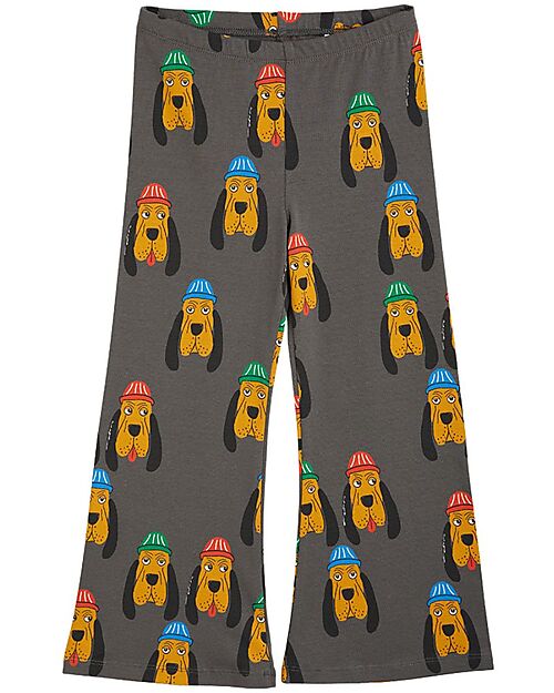 Mini Rodini Bloodhound Flared trousers - Grey - 100% Organic Cotton GOTS Trousers