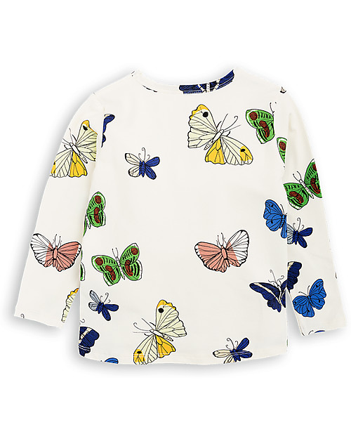 Mini Rodini Butterflies Long Sleeves T-Shirt, Off-White - Organic cotton Long Sleeves Tops