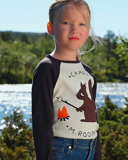 Mini Rodini Camp M.Rodini Raglan Long Sleeves Tee - Squirrel - Organic Cotton Long Sleeves Tops