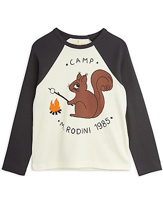 Mini Rodini Camp M.Rodini Raglan Long Sleeves Tee - Squirrel - Organic Cotton T-Shirts And Vests