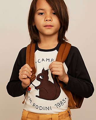 Mini Rodini Camp M.Rodini Raglan Long Sleeves Tee - Squirrel - Organic Cotton T-Shirts And Vests