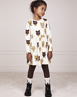 Mini Rodini Cat Choir Long Sleeves Dress - 100% Organic Cotton Dresses