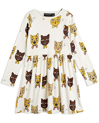 Mini Rodini Cat Choir Long Sleeves Dress - 100% Organic Cotton Dresses