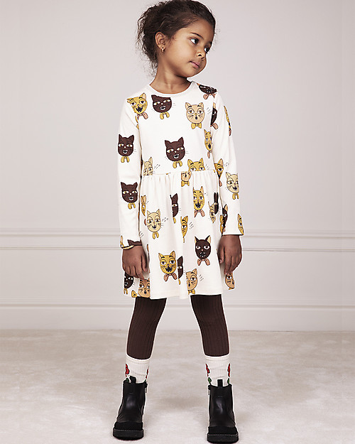 Mini Rodini Cat Choir Long Sleeves Dress - 100% Organic Cotton Dresses_