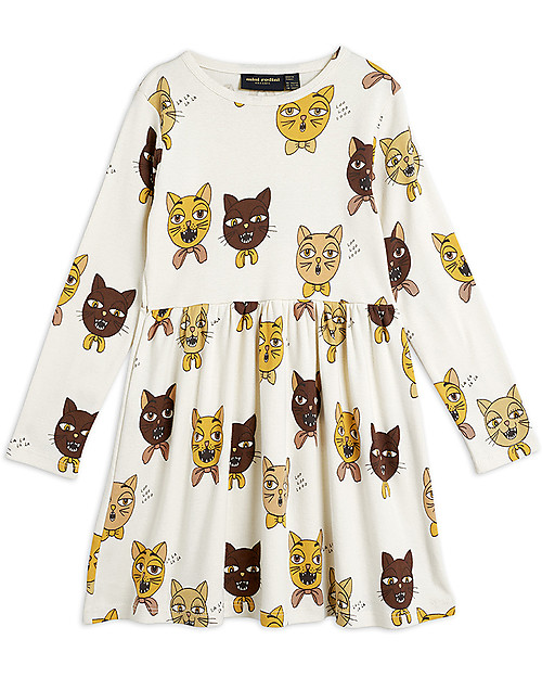 Mini Rodini Cat Choir Long Sleeves Dress - 100% Organic Cotton Dresses_