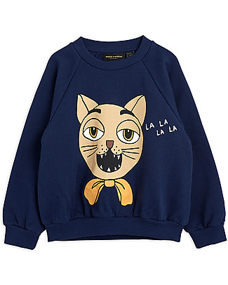 Mini Rodini Cat Choir Navy Sweatshirt - 100% Organic Cotton Sweatshirts