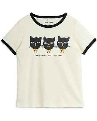 Mini Rodini Cat Triples T-Shirt - White - organic Cotton T-shirts