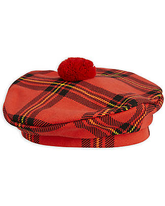 Mini Rodini Check Beret - Red - 100% Organic Cotton Winter Hats