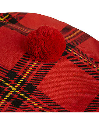 Mini Rodini Check Beret - Red - 100% Organic Cotton Winter Hats
