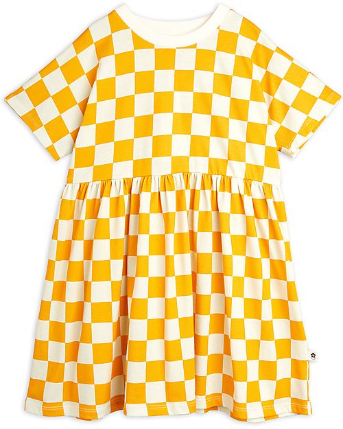 Mini Rodini Check Dress - Yellow and White - 100% Organic Cotton Dresses_