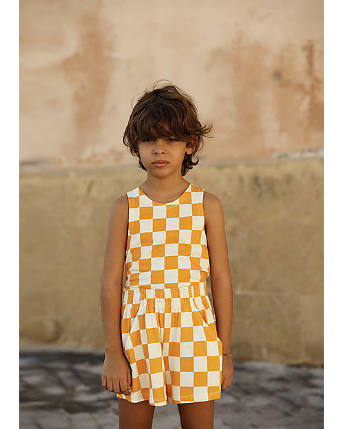 Mini Rodini Check Dress - Yellow and White - 100% Organic Cotton Dresses_