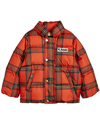 Mini Rodini Check Puffer Jacket - Red - 100% Recycled Polyester Down Jacket