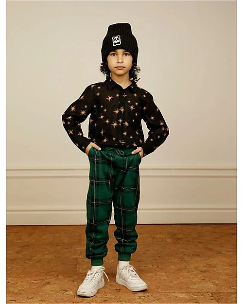 Mini Rodini Check Sweatpants - Green - 100% Organic Cotton Trousers
