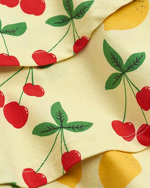 Mini Rodini Cherry Lemonade Dress - Yellow - Elasticated Organic Cotton Dresses_
