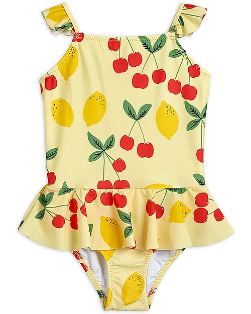 Mini Rodini Cherry Lemonade Skirt Swimsuit - yellow - Recycled Fabric Swimsuits