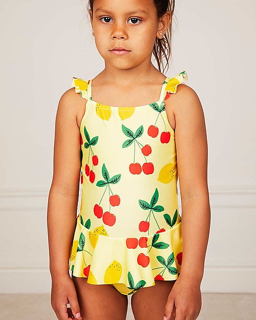 Mini Rodini Cherry Lemonade Skirt Swimsuit - yellow - Recycled Fabric Swimsuits