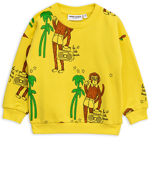 Mini Rodini Cool Monkey Sweater, Yellow - 100% organic cotton Sweatshirts