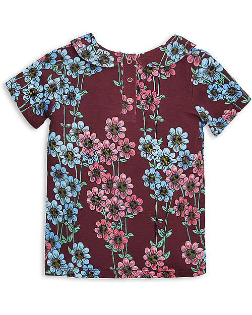 Mini Rodini Daisy Collar T-Shirt, Burgundy - Eco-friendly! T-shirts