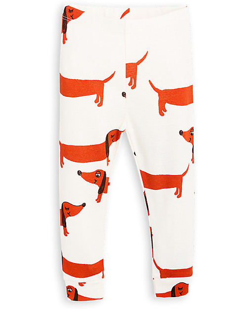 Mini Rodini Dog Leggings, Off-White - Organic cotton, eco-friendly! Leggings