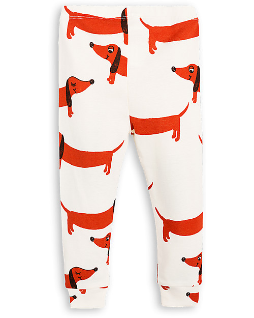 Mini Rodini Dog Leggings, Off-White - Organic cotton, eco-friendly! Leggings