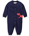 Mini Rodini Dog Long Sleeves Onesie, Navy - 100% organic cotton fleece Babygrows