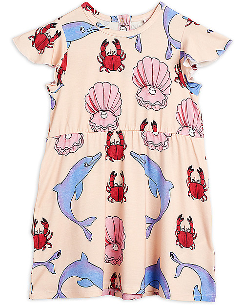 Mini Rodini Dolphin Dress with Short Wing Sleeves - Elasticated Lyocell Dresses_