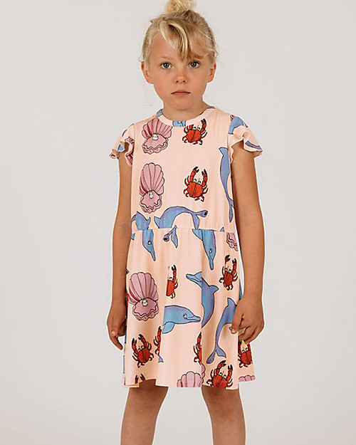 Mini Rodini Dolphin Dress with Short Wing Sleeves - Elasticated Lyocell Dresses_